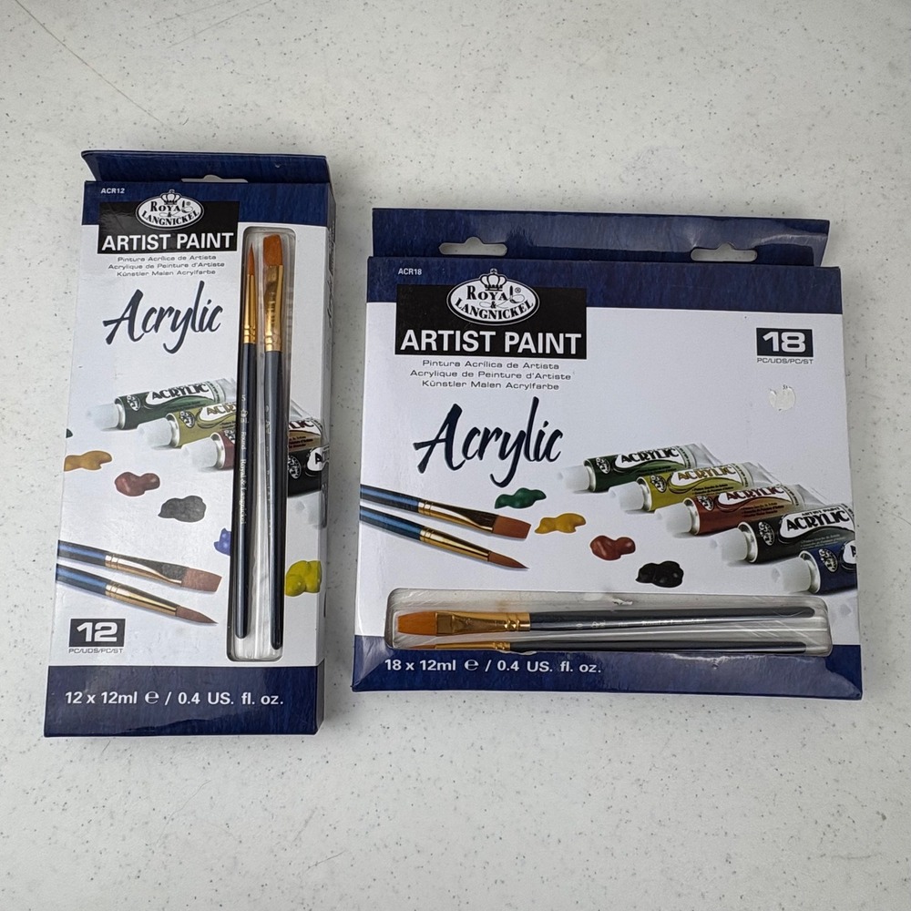 Royal Langnickel Acrylic Artist Paint Set 12pc ACR12 and 18pc ACR18 Bundle‎ New